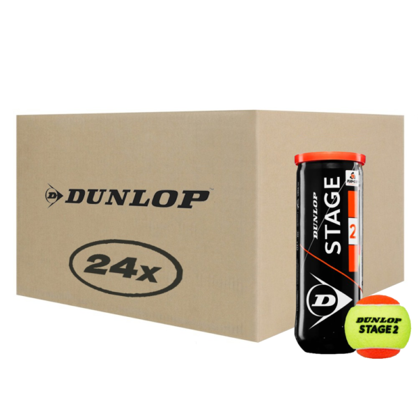 Caja de Pelotas de Tenis – Dunlop Stage 1 Orange (24 Tarros)