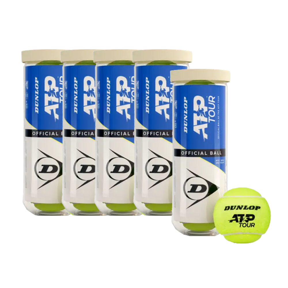 Pack 5 Tarro Plástico Pelota Dunlop ATP TOUR X3